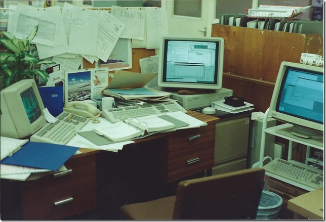 My messy desk, VT220, VAXstation 3100 & MicroVAX II